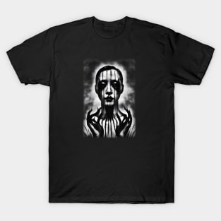 Japanese horror face art, black and white T-Shirt